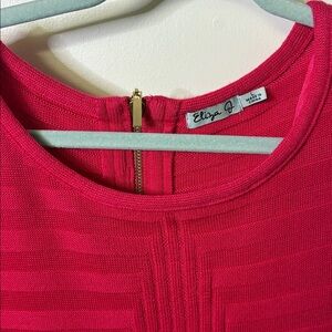 Eliza J Fuchsia Knit Top with Gold Zipper